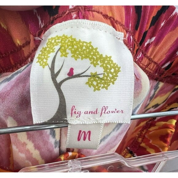 Fig & Flower Women's Pants Medium Stretch Colorful Chevron Pull On Boho Comfort - Picture 2 of 5